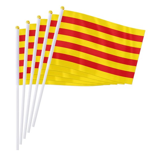 PTEROSAUR 50 Pack Catalonia Handheld Flag, 5.5x8.2 Inch Catalonia Autonomous Communities Hand Held Small Flag (50)