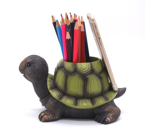 EONXNGAGY Turtle Pencil Holder and Phone Stand - Multifunctional Stylish Storage Container Desk Accessories Organizer - Green