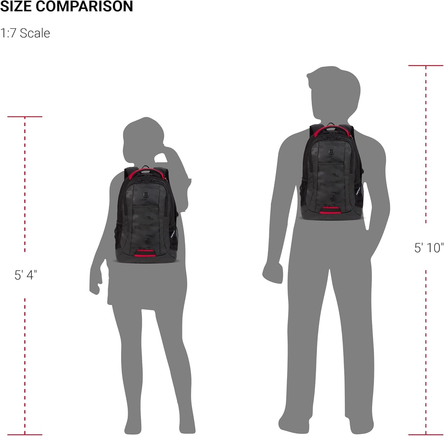 SWISSGEAR 18-Inch Laptop Backpack - Fits 16-Inch Laptops, Travel Daypack with Organizer Pockets & Padded Straps - Camo Noir