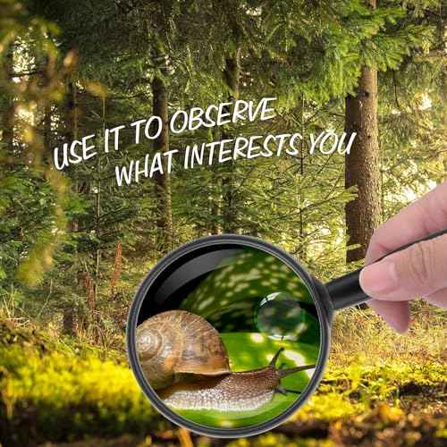 Lakei Magnifying Glass,10X 30X Handheld Reading Magnifying Glass£¬ 75mm Shatter Resistant Lens, Non-Slip Handle, Suitable for Elderly Reading, Adults Close Work, Hobbies and Halloween & Cosplay(Black)