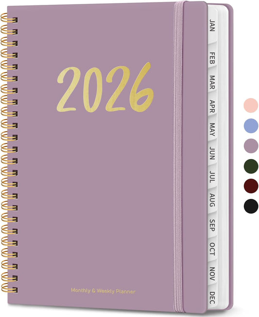 2026 Planner - A5 Weekly & Monthly Calendar with Inner Pocket | Spiral Bound, Purple, Perfect for Home & Office