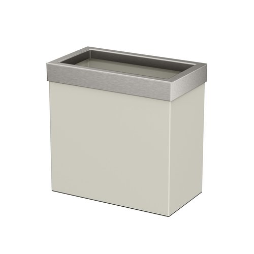 Gatco Modern Rectangle Wastebasket, Matte Pearl and Satin Nickel Combo - Stainless Steel Trash Can with Removable Lid, Leakproof, 3 Gallon Capacity for Bathroom, Bedroom, Kitchen, or Office
