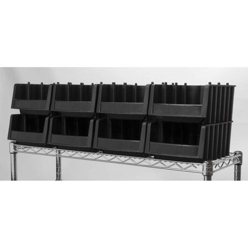 Akro-Mils 30778 Economy Stacking Shelf Plastic Storage Bins, (18-Inch x 8-3/8-Inch x 7-Inch), Black (8-Pack) (30778BLACK)