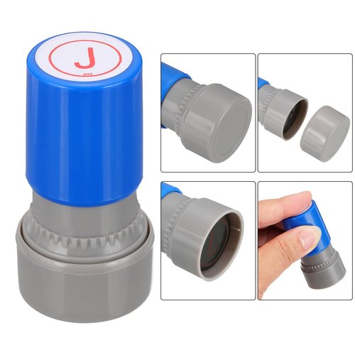 PATIKIL Letter Stamps Self Inking, 2Pcs Alphabet J Character Teacher Ink Initial Stamp with Refill Ink for Class Notebook Scrapbooking DIY Craft, Blue