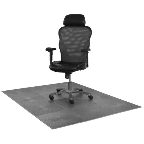 RESILIA - Premium Modular Desk Chair Mat for Carpet and Hard Flooring, Heavy-Duty, PVC Vinyl Office Floor Protectors, 57-Inches x 57-Inches, Set of 9 Tiles with Beveled Edges, Grey, Made in The USA
