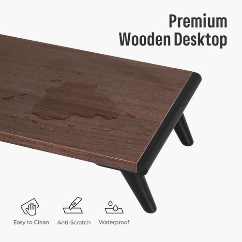 loukin Monitor Stand Riser for Desk, 22.4" x 8.3" Larger Computer Stand for Laptop, PC, Printer, Sturdy Desktop Computer Shelf with Non-Skid Rubber, Home Office (Brown)