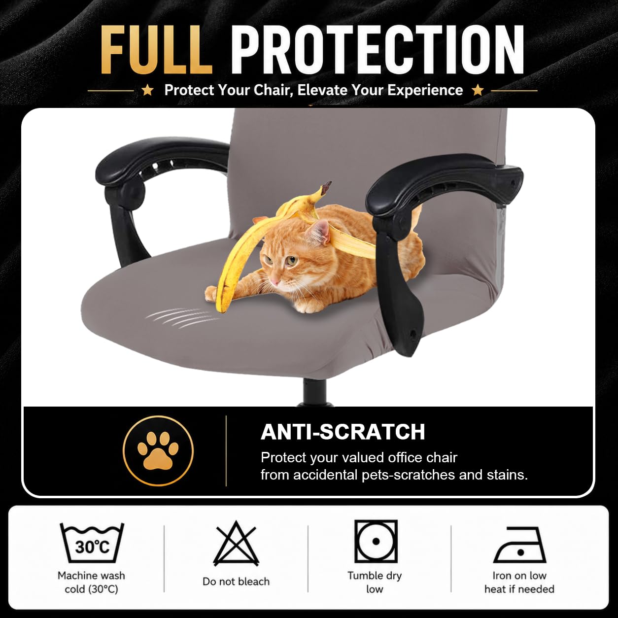 DIVA EN CAMINO DEC Universal Stretch Office Chair Cover with Durable Zipper, Soft Slipcover for Desk or High Back Chair