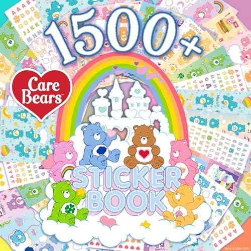 Care Bears Sticker Book, 1500 Cute Stickers for Scrapbooks, Planners, Features Letter, Laptops and Water Bottle for Kids Teens, School Supplies for Kids