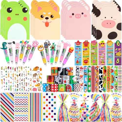 Stationery Party Pack, 24 Pack Birthday Goodie Bags with Multicolor Pen Mini Notebooks for Goodie Bag Classroom Gifts Class Rewards Prizes