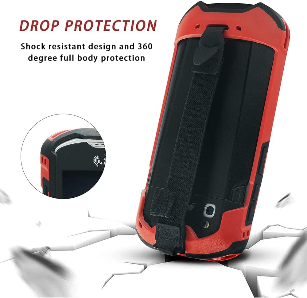 Zebra Protective Cover Bumper Case - Rugged Boot with Hand Strap for TC51/TC52/TC56/TC57 | Red