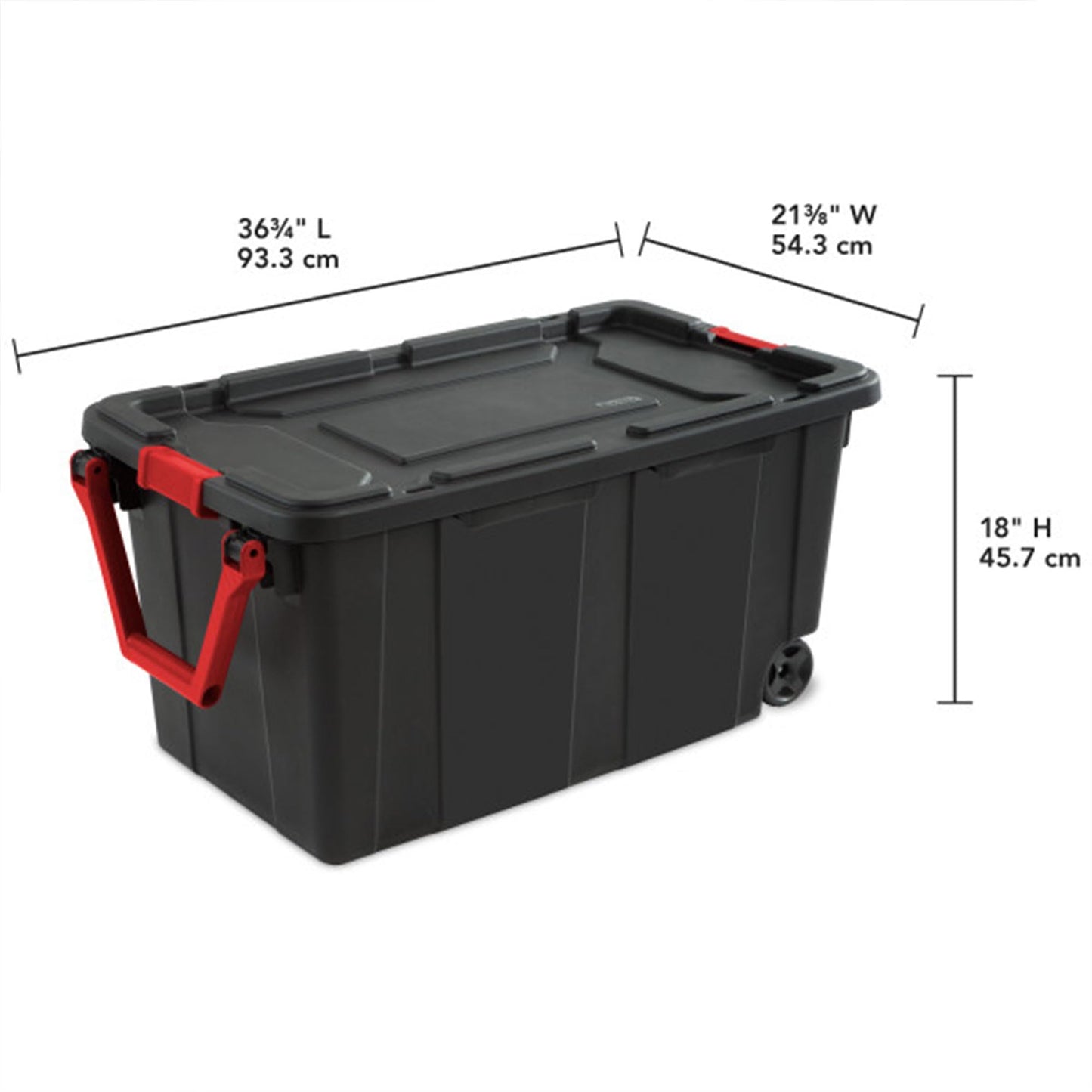 Sterilite 8-Pack Industrial Tote, Heavy-Duty Storage Bins w/Lids and Wheels, 40 Gallon - Stackable Organizing Containers for Home, Garage, Office, and Basement