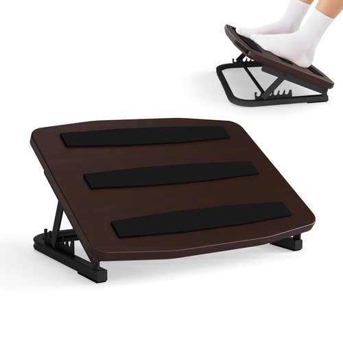 Kyerlish Foot Rest for Under Desk at Work, Ergonomic Wooden Desk Foot Rest with 7 Adjustable Angles, Anti-Slip Footrest Comfortable Foot Stools for Office Leg Rest, No Assembly
