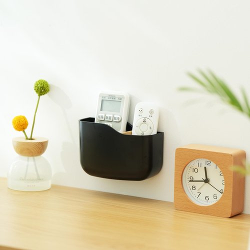 Wall Mount Remote Control Holder 4 Pack Adhesive Media Player Controller Holder Black Universal TV Remote Organizer Caddy Box Tray Hollow Bottom Easy Phone Charging Home Office Desk Nightstand