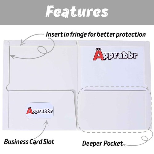 100 Pack 2 Pocket Glossy Laminated Paper Folders Letter Size Presentation Folder Bulk for Back to School Items School Supplies Two Pocket Portfolio Folder for Teacher Office Business Home - White