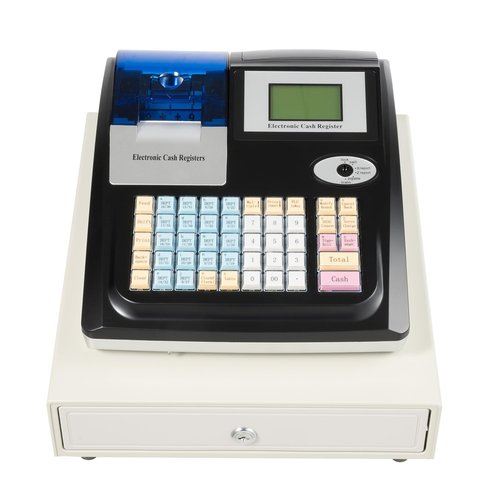 IOUSSJC Electronic Cash Register, 48 Keys Commercial Electronic Cash Register, Tabletop Cash Register for Industries Such As Supermarkets, Shopping Malls with LED Display and Cash Detection Light