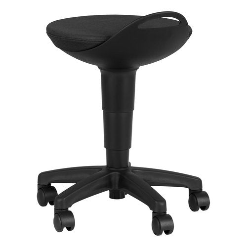 Learniture Rolling Adjustable-Height Padded Stool - Black