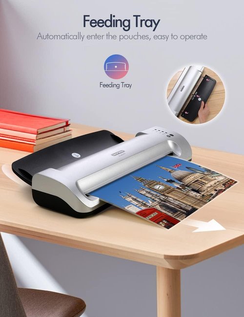 Skiennix 13-Inch Laminator Machine - Quick Warm-Up, Jam-Free ABS, Built-In Trimmer & 10 Pouches