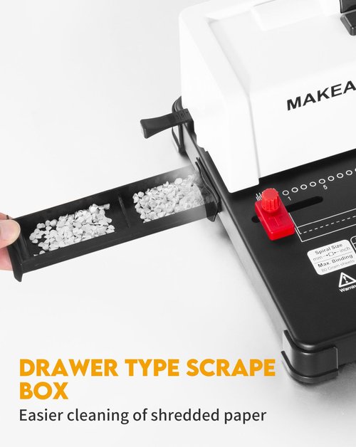 MAKEASY Spiral Binding Machine, 12 Sheets Punch Capacity, Electric Coil Insert, Book Binder Machine for A4/A5/Letter Size Paper, Come with 1 Box pcs 5/16'' Coils & Pliers