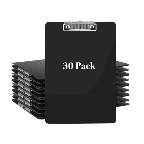 CertBuy 30 Pack Black Clipboards, Black Plastic Clipboards, Plastic Office Clipboard 12 x 8.7 Inch Letter Size for Classroom, Teacher, School, Home, Office Supply