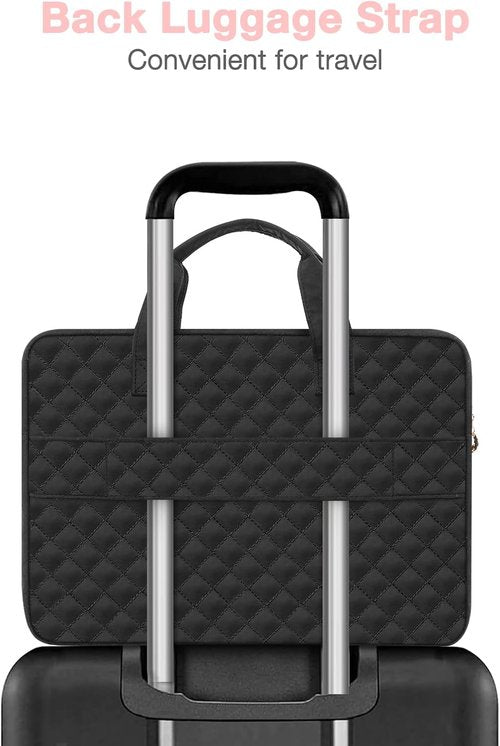 MOSISO 360 Protective Laptop Case - 16" & 15-15.6" Sleeve for MacBook Pro & More | Black Quilted Design with Pockets & Handle