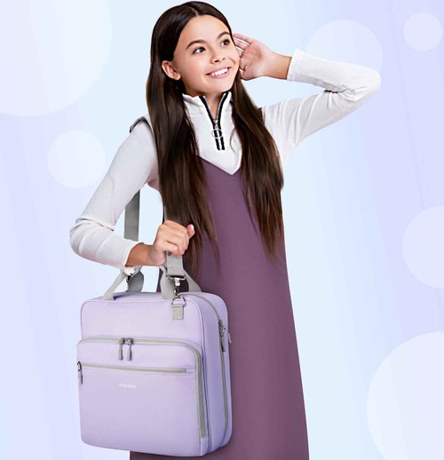 Ytonet Zipper Binder with Shoulder Strap, 3 Inch 3 Ring Binder with Zipper, 600 Sheets Large Capacity Waterproof School Binders Organizer for Girls Students Fit 15.6 Inch Laptop, Purple
