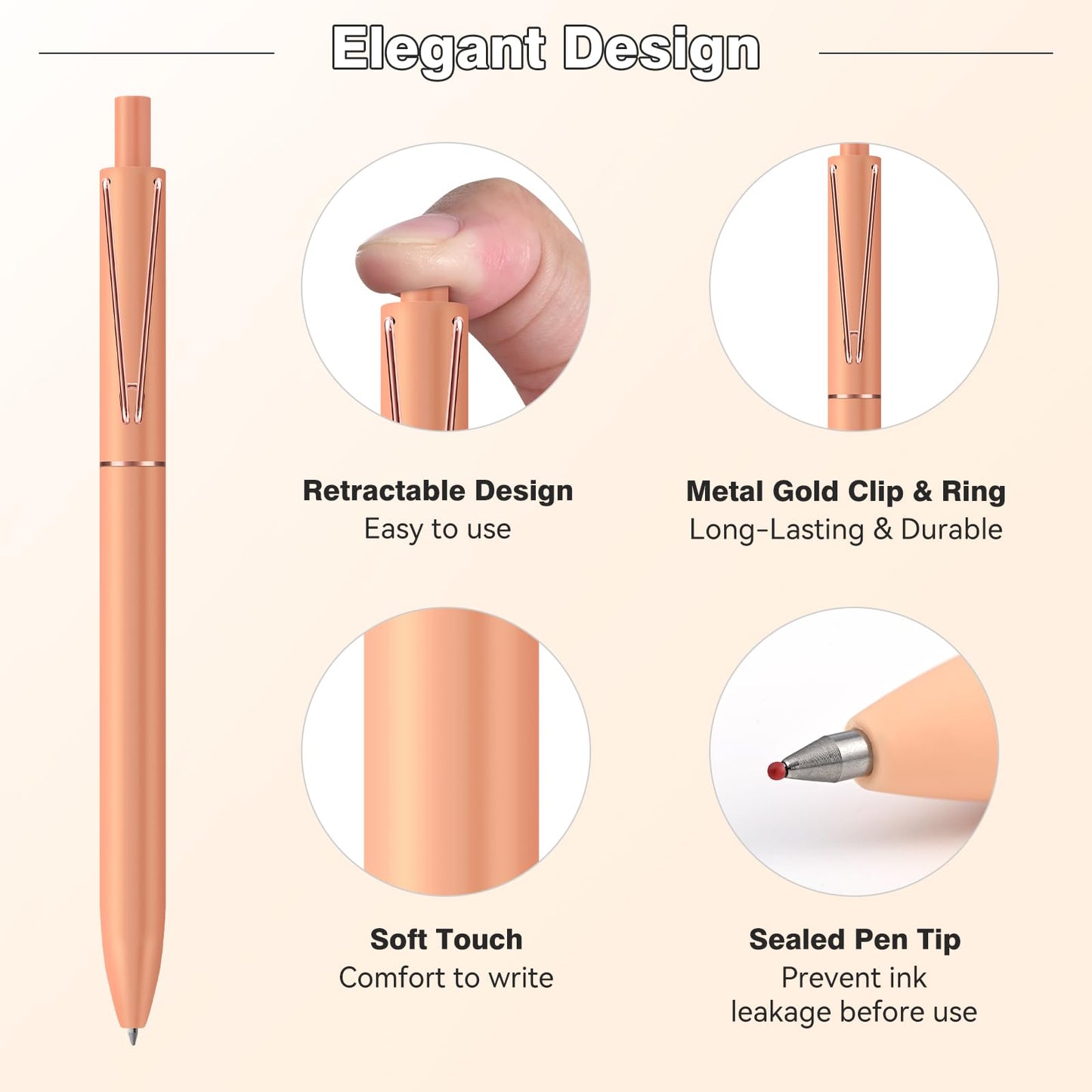 SUIN Gel Pens - 0.7mm Quick-Dry Black Ink, Retractable Rolling-Ball Gel-Pens, Medium Fine Point for Smooth Writing - Cute Office and School Supplies, Ideal Gifts for Women (12)