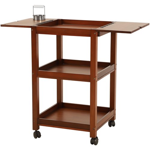 VISWIN Art Cart Organizer, Solid Pine Wood Art Supply Storage Organizer with Caster Wheels, 3-Tier Multifunctional Rolling Utility Storage Cart for Studio, Classroom, Artists - Walnut