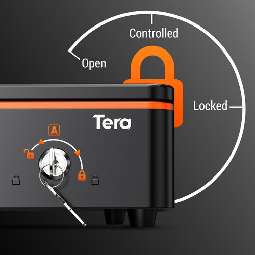 Tera 16 inch Auto Open Cash Drawer with Heavy Duty Insert Tray 5 Bill 8 Coin for POS System Removable Cash Tray Media Slot 24V RJ12 Key-Lock (Round Corner) for Small Business Retail 405R