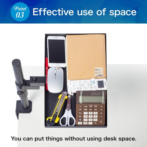 ROUNDS Tray Arm Stand - 15.7 x 8.6in Wide, 10kg Load Capacity, Small Item Storage, Desk Space Saver Tray Holder