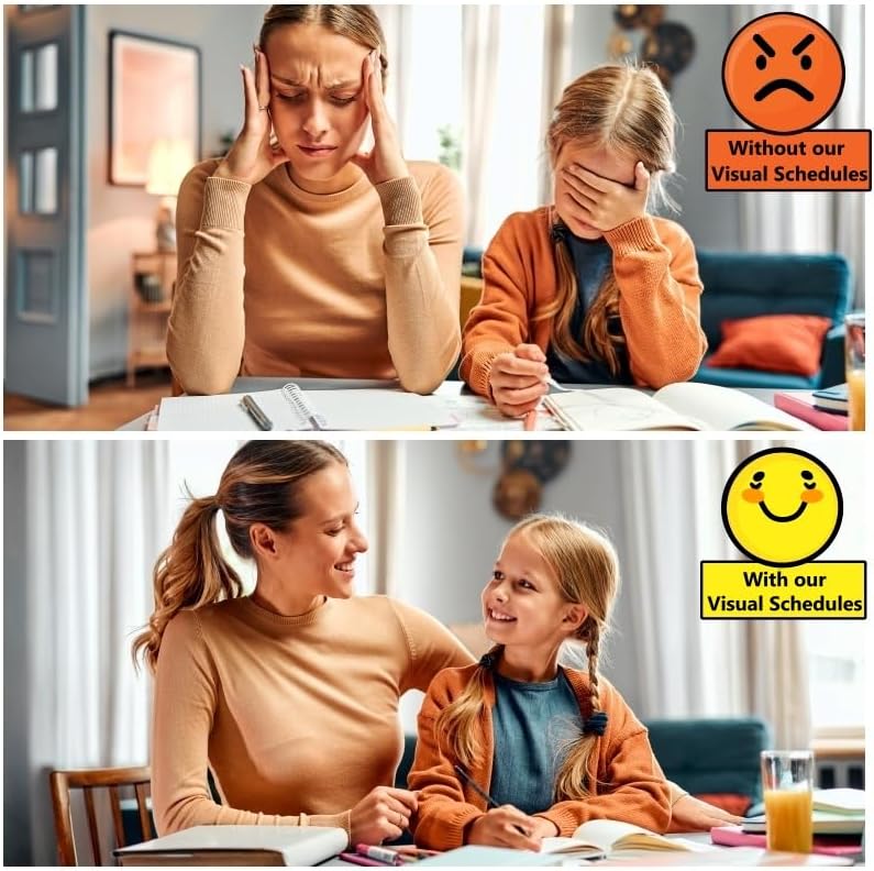 Visual Schedule for Kids - 133 Durable Picture Cards with Soft Loop Coins | Daily Routine & Chore Chart for Autism & ADHD Support