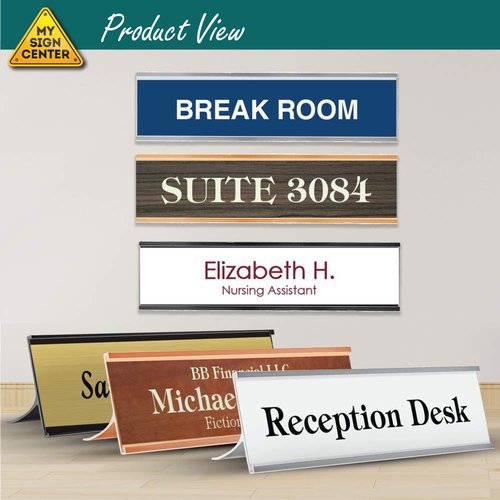 My Sign Center Custom Desk/Wall Name Plate - Personalized, Laser Engraved, 2" x 8", 18 Color Options, Made in USA