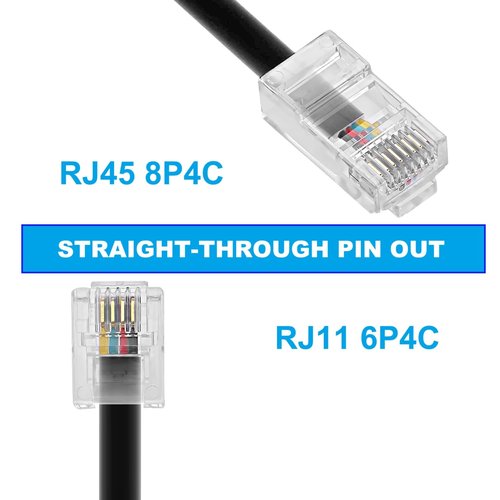 Vthahaby Telephone line(3 Pack 10 FT) RJ45 to RJ11 Adapter Converter Cable 6ft RJ45 8P4C Male to RJ11 6P4C Male for Landline Telephone Service for Extending, Connecting for Fax or Answering Machine