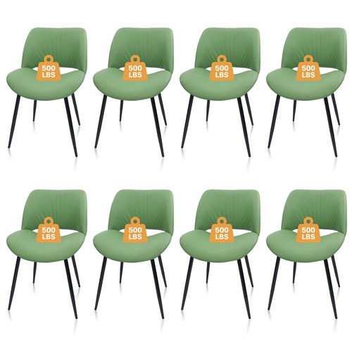 CLATINA Armless Office Reception Guest Chair Set of 8, Big and Tall 500LBS Leather Desk Chair No Wheels with Backrest Padded Seat for Home Lobby Church Conference School Meeting Waiting Room, Green