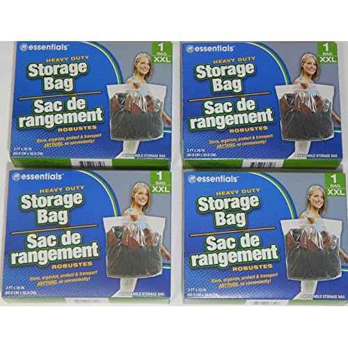essentials(TM) Heavy Duty Clear Plastic Storage Bags w/ Zip-Lock & Carry Handle, 1-Count XX Large 24¡±x20¡±(Pack of 4)