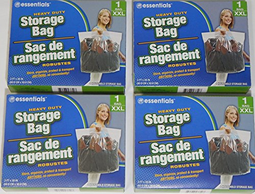 Heavy Duty Clear Plastic Storage Bags with Zip-Lock & Handle, 24x20 Inches, Pack of 4