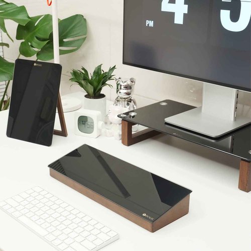 Yeoux Office Essential - Desktop Black Glass Whiteboard Combination