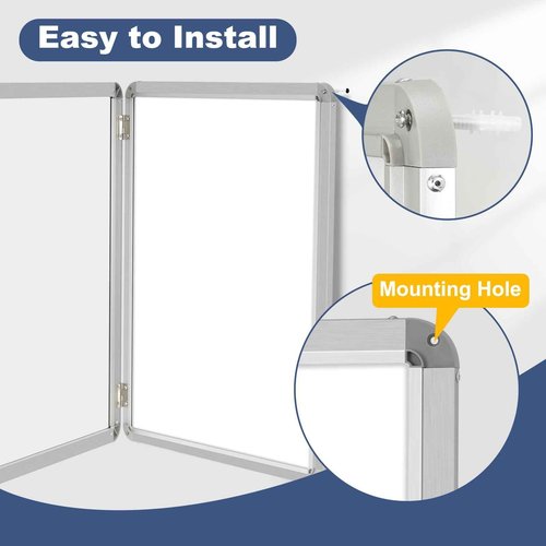 WALGLASS Enclosed Bulletin Board, 26"x20" Lockable Display Case Outdoor Weatherproof Whiteboard, Silver Aluminium Frame, Rectangular, Glossy Finish