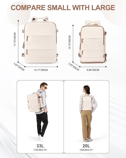 coowoz Travel Backpack Carry On for Women Man Gym Backpacks with Laptop Compartment Mochila de Viaje Teacher Personal Item Backpack Airplane Accessories Must Haves Beige Brown Small