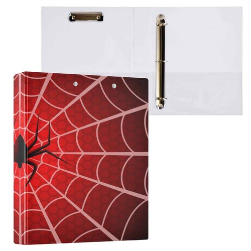 Vozoza Halloween Spider Red Decorative 3 Ring Binder 1.5 Inch Large View Binders with Pockets File Organizer for Office College School, 2 Pack