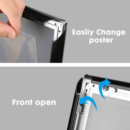 SIGNEX Heavy Duty Poster Sign Stand Adjustable Floor Sign Stand 8.5x11 Inch, Floor Sign Holder, Both Vertical and Horizontal View Displayed, 1 Pack, Black.