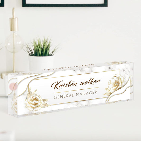 Skiennix Personalized Desk Name Plate - Unique Clear Acrylic Office Decor | Custom Gifts for Coworkers & Bosses