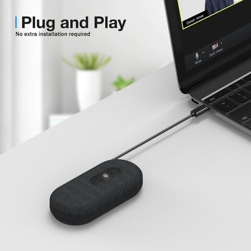 RayBit USB Speakerphone, Conference Computer Speakers with Microphone for Home Office Calls, 360 Degree Enhanced Voice Pickup, Noise Reduction, Echo Cancellation, Compatible with Zoom, Teams, Skype