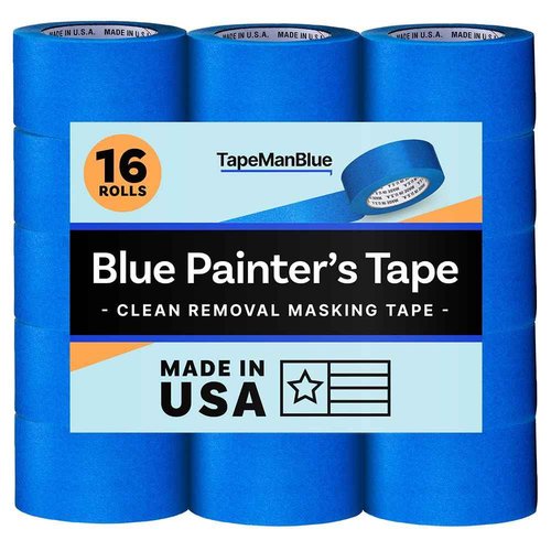 Blue Painters Tape 3 inch x 60 Yards - Case of 16 Rolls, Made in America, Clean Removal, UV-Resistant Blue Painters Masking Tape in Bulk (3" x 180')