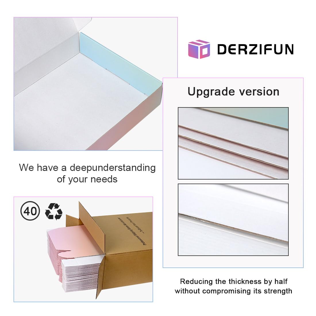DERZIFUN 11x8x2 Shipping Boxes Set of 40, Purple Corrugated Cardboard Packaging Box, Shipping Box for Small Business, Literature, Packing Supplies