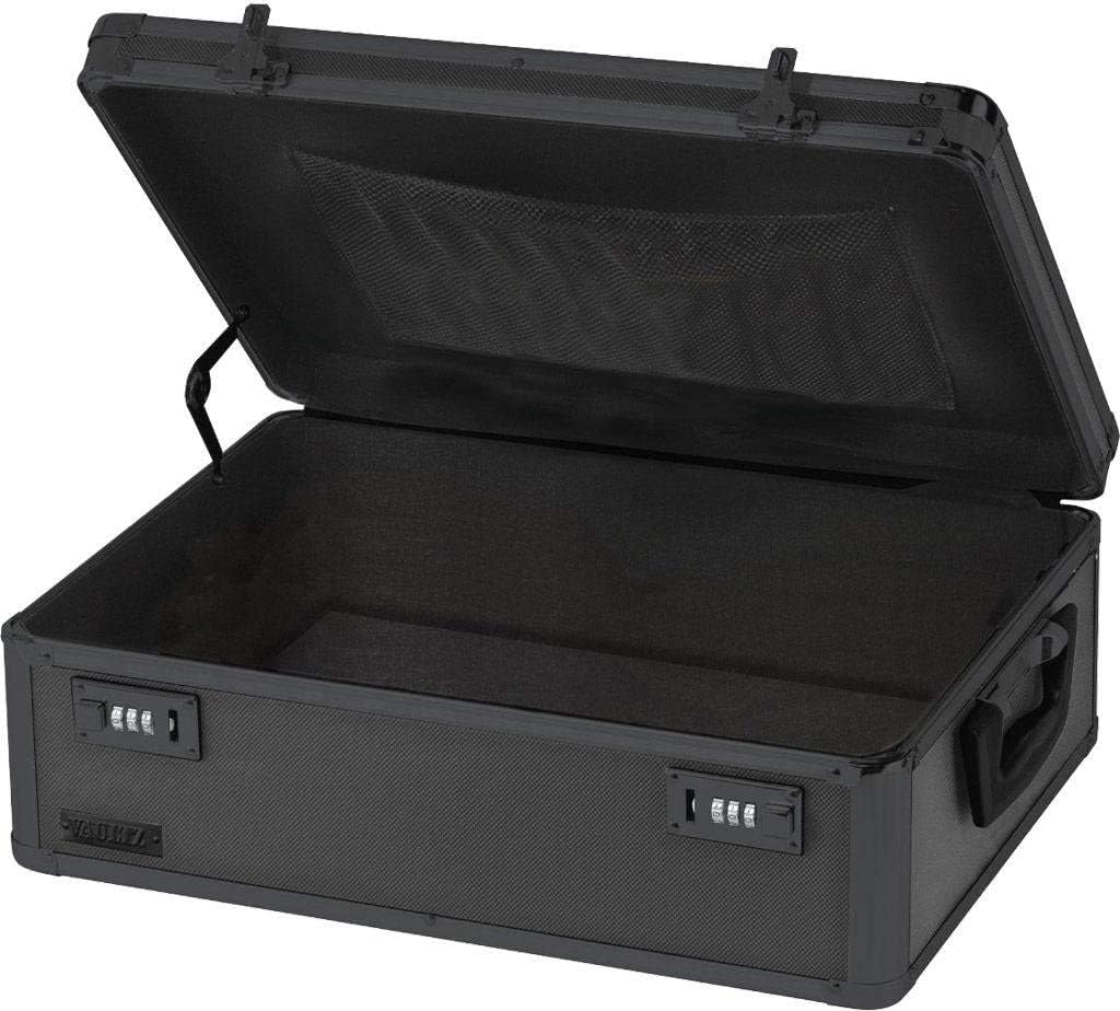 Vaultz Storage Lock Box - Lockable 6.5 x 19.25 x 13.5 Inch Trunk with Combination Lock | Black on Black