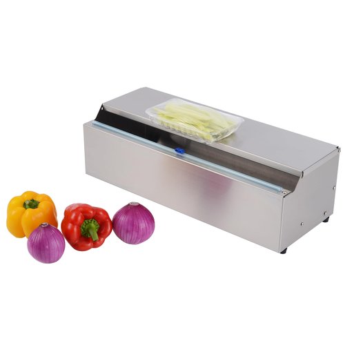 Stainless Steel Food Wrap Dispenser - 18” Commercial Stretch Film Packing Machine with Slide Cutter