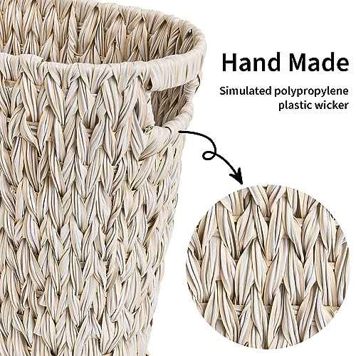 GRANNY SAYS Wicker Trash Can, Waterproof Bathroom Trash Can, Wicker Waste Basket for Bathroom, Decorative Boho Waste Basket for Bedroom, Office, 19 Liters/5 Gallons