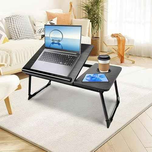 Adjustable Laptop Desk for Bed,Bed Table for Laptop,Laptop Stand for Bed,Lap Desk for Laptop,Foldable Bed Desk for Laptop and Writing,Portable Bed Tray Table with Cup Holder,Laptop Bed Tray Table