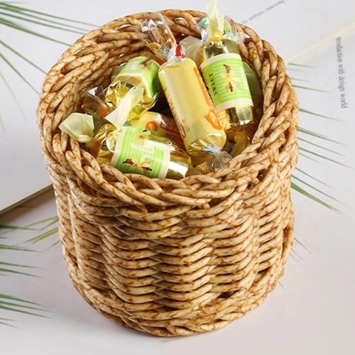 Amosfun Rattan Pencil Holder Wicker Pen Cup Makeup Brushes Holder Home Office Cylinder Desk Organizer Cups 4 x 4 x 3 Inch 2 Pack