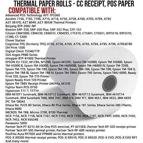 (25 Rolls) 3 1/8 x 230 Thermal Paper (80mm x 70m) 48 GSM Thickness Tape For Square POS System, Register Thermal Receipt Paper Rolls for TM-T88III TM-T88IV TM-T88V TSP100 CT-S300 CT-S2000 M129B M129C